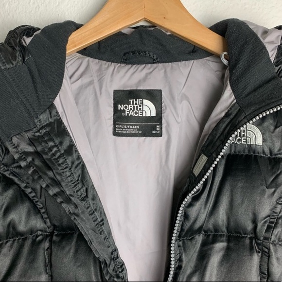 THE NORTH FACE 550 black Goose Down PUFFER JACKET Sz 10/12 hooded Jacket Wm XS P - Picture 4 of 16